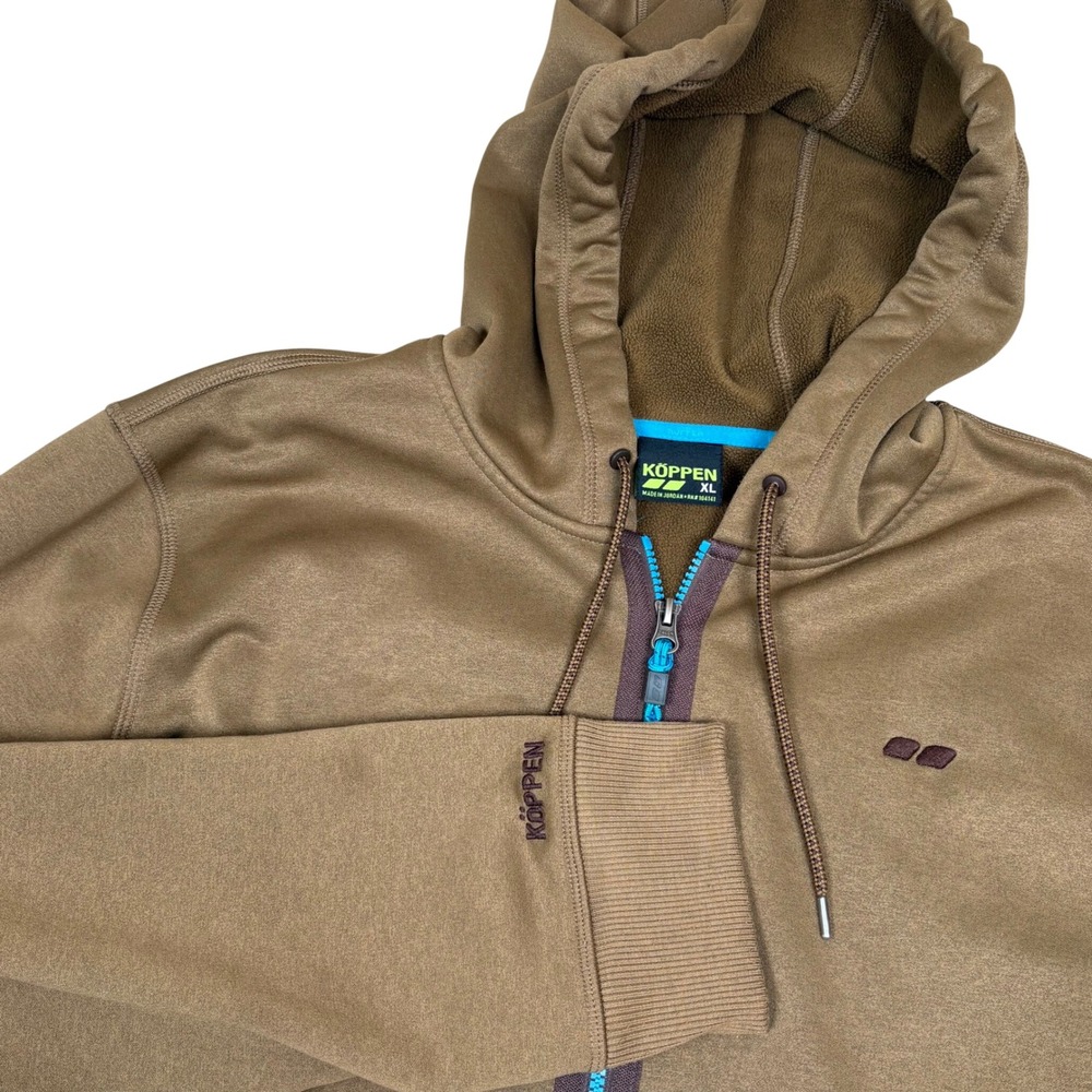 Koppen XL Full Zip Hoodie Jacket Brown Blue Mens Outdoor